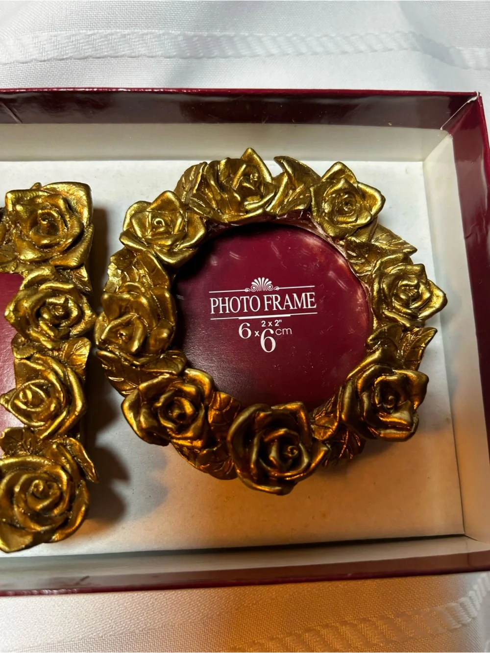 Vintage In Box Set of Three Gold Rose Picture Frames Floral Home Decor Accents